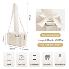 MEXS Mini Gym Bag for Women Waterproof Sports Duffel Bag Cream 10x5.4x6.5in