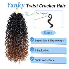 Dorsanee Spring Yanky Twist Hair 8 Inch Synthetic Mini Twist 7 Packs T1B/4/30
