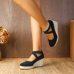Lotgnimry Womens Espadrilles Sandals Closed Toe Wedge G-black/Suede US 6