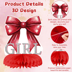 ArowlWesh Red Bow Baby Shower Honeycomb Centerpiece Table Decoration
