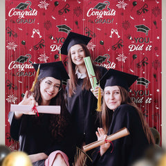 Pedel 2025 Graduation Foil Fringe Curtains 2 Pack 3.2x6.5ft Maroon Black